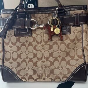 Coach Brown and Cream Signature Tote